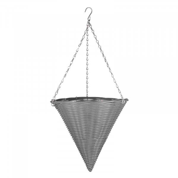 Faux Rattan 14″ Slate Hanging Basket Cone 5050642007962